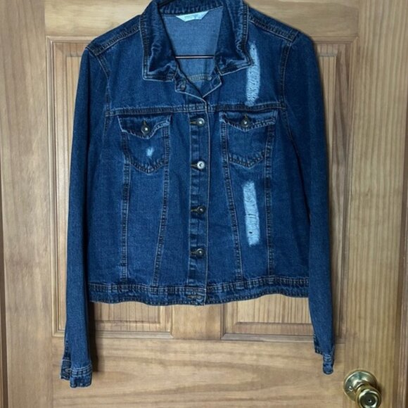 Distressed Highway Jeans Blue Jean Jacket 100% cotton - Picture 1 of 7